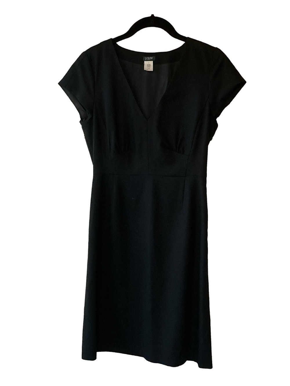 J. Crew Factory Black V Neck Cap Sleeve Sheath Dress LBD 2